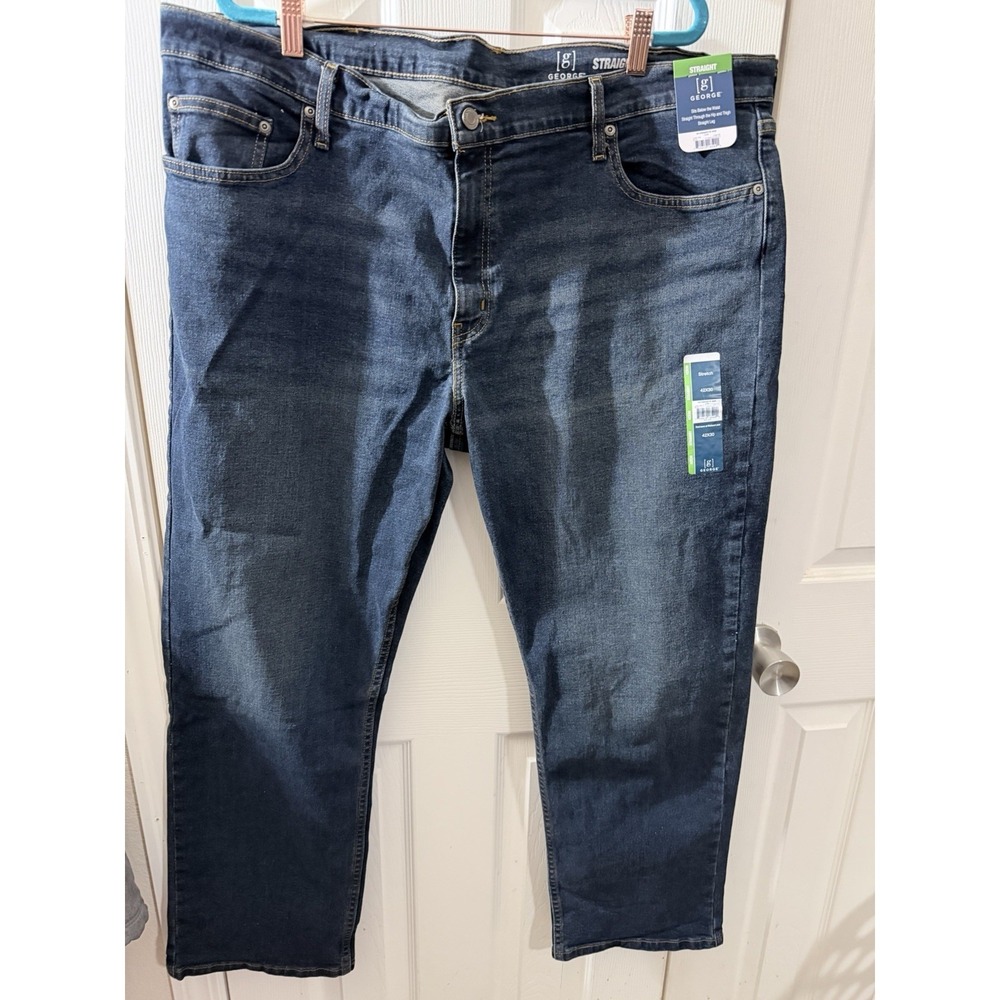 NWT George Jeans Straight Leg Men's‎ Size 40x32 Dark Wash Mid Rise Stretch